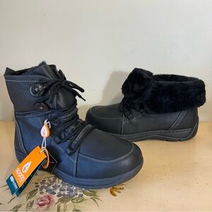 Sporto Black Thermo Lite Waterproof Fur Lined Winter Boots Wear 2 Ways! NEW NWT